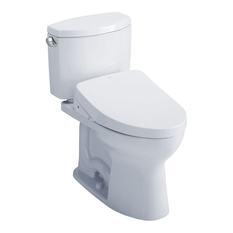 TOTO Drake II WASHLET+ Two-Piece Toilet with S550e Bidet Seat, Auto-Open/Close, 1.28 GPF, Cotton White - MW4543056CEFG#01