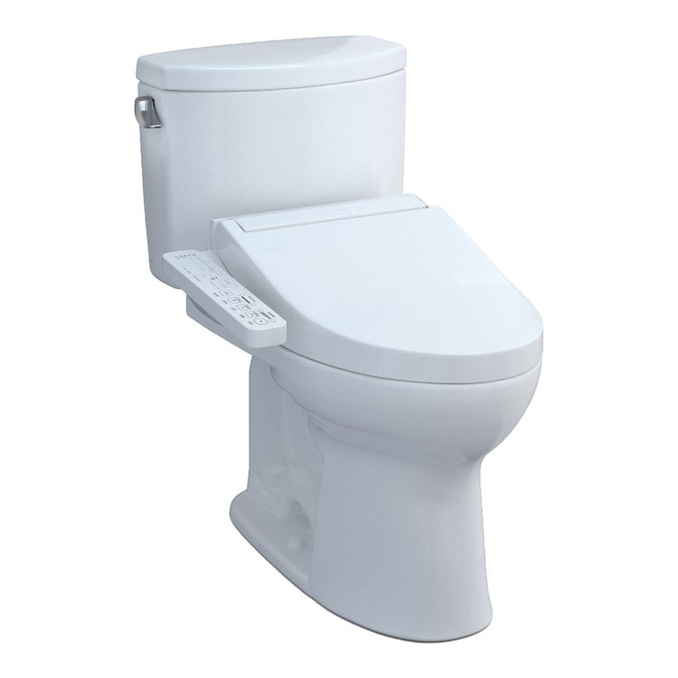 TOTO Drake II WASHLET+ Two-Piece Toilet with C2 Bidet Seat, 1.28 GPF, Cotton White - MW4543074CEFG#01