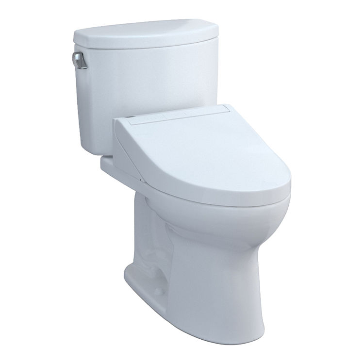 TOTO Drake II WASHLET+ Two-Piece Toilet with C5 Bidet Seat, 1.28 GPF, Cotton White - MW4543084CEFG#01