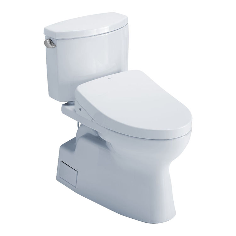 TOTO Vespin II WASHLET+ Two-Piece Toilet with S500e Bidet Seat, 1.28 GPF, Auto-Flush, Cotton White - MW4743046CEFGA#01