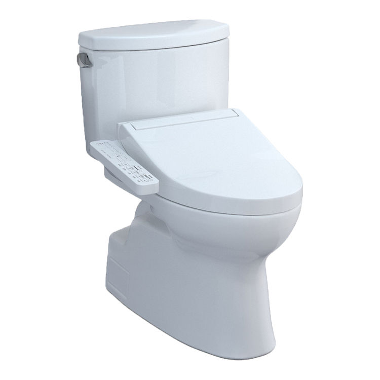 TOTO Vespin II WASHLET+ Two-Piece Toilet with C2 Bidet Seat, 1.28 GPF, Cotton White - MW4743074CEFG#01