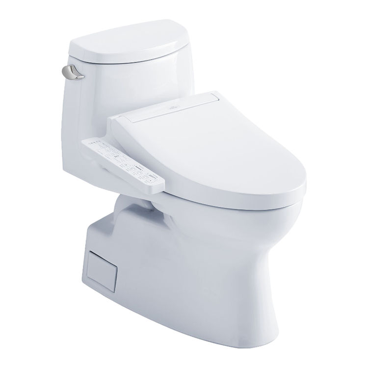 TOTO Carlyle II WASHLET+ One-Piece Toilet with C2 Bidet Seat, 1.28 GPF, Cotton White - MW6143074CEFG#01