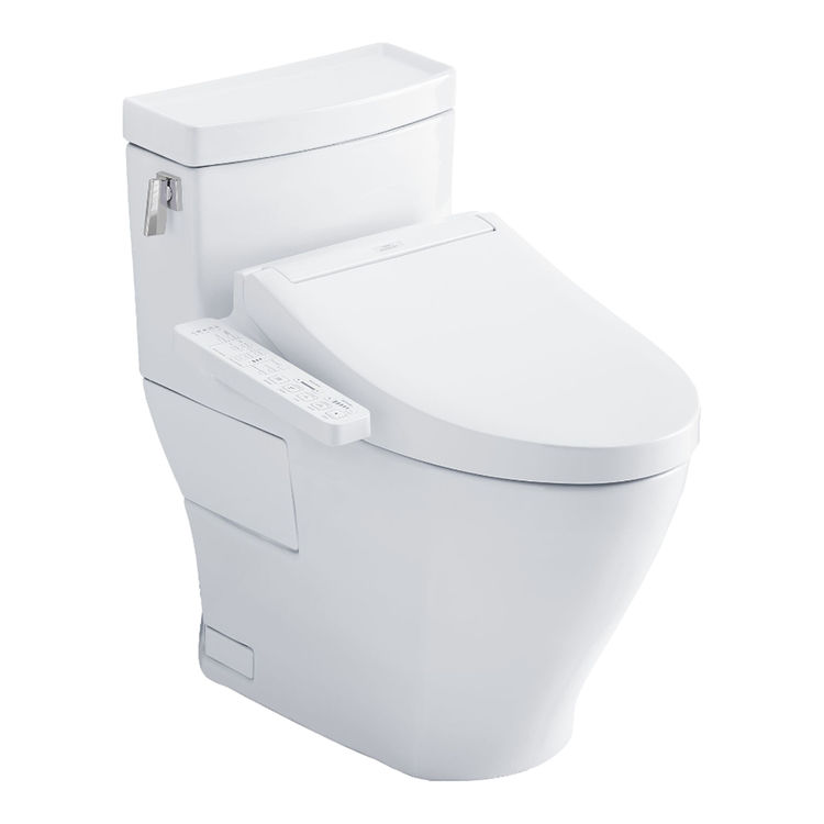 TOTO Legato WASHLET+ One-Piece Toilet with C2 Bidet Seat, 1.28 GPF, Cotton White - MW6243074CEFG#01
