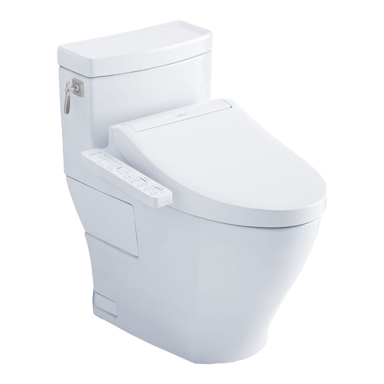 TOTO Aimes WASHLET+ One-Piece Toilet with C2 Bidet Seat, 1.28 GPF, Cotton White - MW6263074CEFG#01