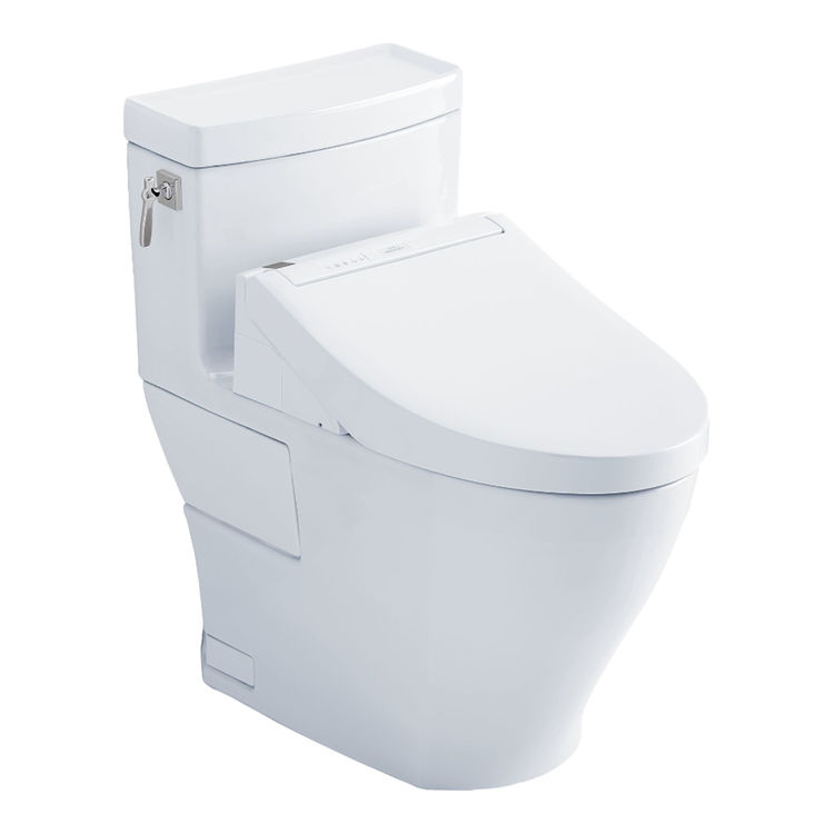 TOTO Aimes WASHLET+ One-Piece Toilet with C5 Bidet Seat, 1.28 GPF, Cotton White - MW6263084CEFG#01