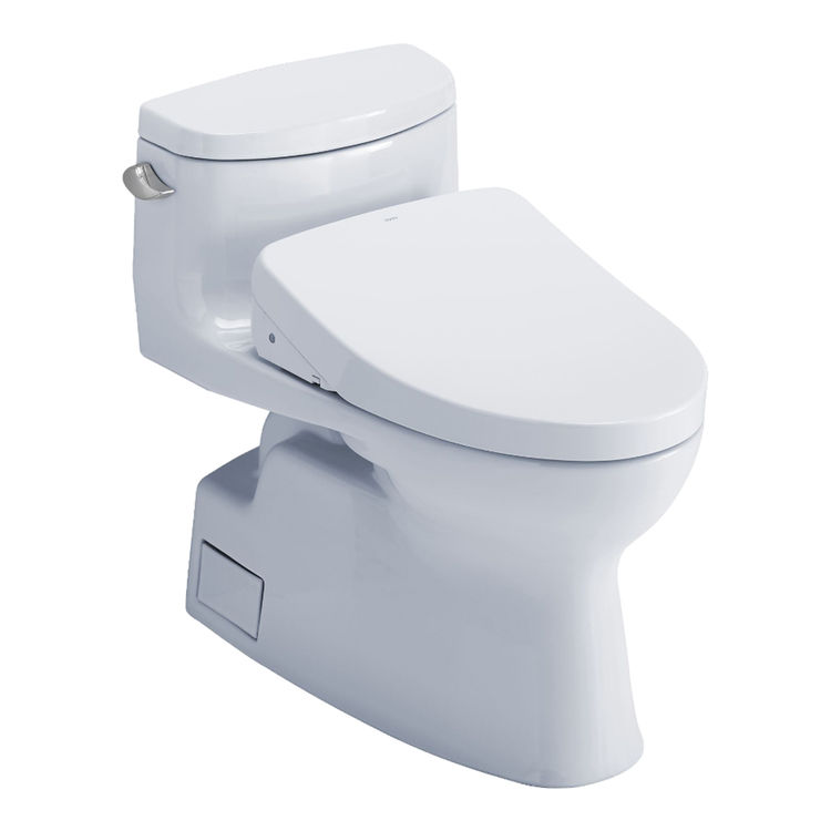 TOTO Carolina II WASHLET+ One-Piece Toilet with S550e Bidet Seat, Auto-Open/Close, 1.28 GPF, Cotton White - MW6443056CEFG#01