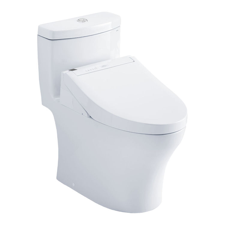 TOTO Aquia IV 1G WASHLET+ One-Piece Toilet with C5 Bidet Seat, 1.0/0.8 GPF, Cotton White - MW6463084CUMFG#01