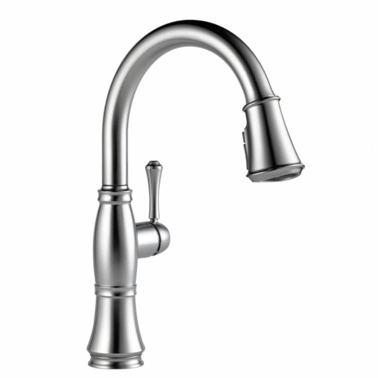 Delta Cassidy Single-Handle Pull-Down Lumicoat Chrome Kitchen Faucet, 1.8 GPM, Lever Handle, Diamond Seal Technology, Touch-Clean - 9197-PR-DST