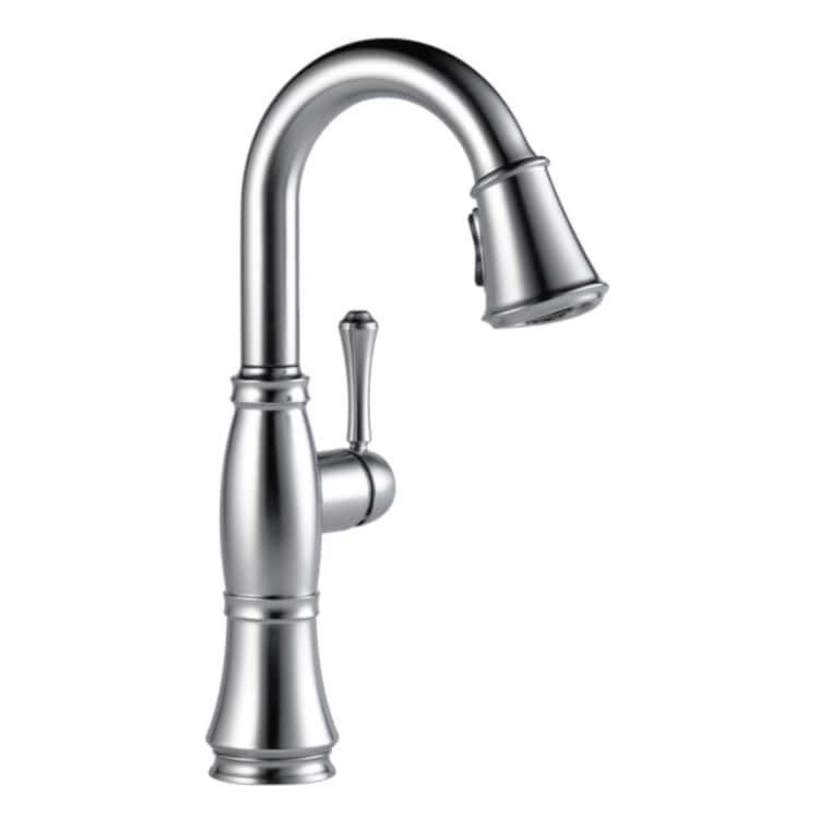 Delta Cassidy Single-Handle Pull-Down Lumicoat Arctic Stainless Bar/Prep Faucet, 1.8 GPM, Lever Handle, Diamond Seal Technology, Touch-Clean, MagnaTite - 9997-AR-PR-DST