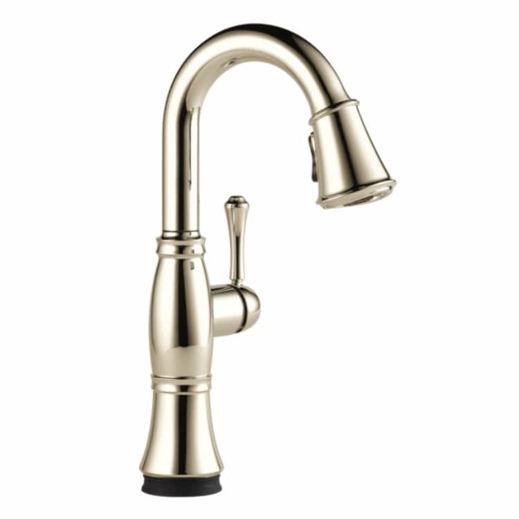 Delta Cassidy Touch2O Single-Handle Pull-Down Lumicoat Polished Nickel Bar/Prep Faucet, 1.8 GPM, Lever Handle, Diamond Seal Technology, Touch-Clean, MagnaTite - 9997T-PN-PR-DST