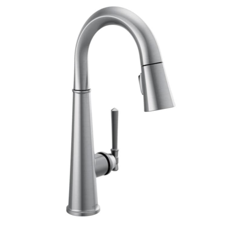 Delta Emmeline Single Handle Pull-Down Bar/Prep Faucet, Lumicoat Arctic Stainless - 9982-AR-PR-DST
