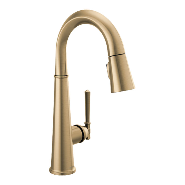 Delta Emmeline Single Handle Pull-Down Bar/Prep Faucet, Lumicoat Champagne Bronze - 9982-CZ-PR-DST