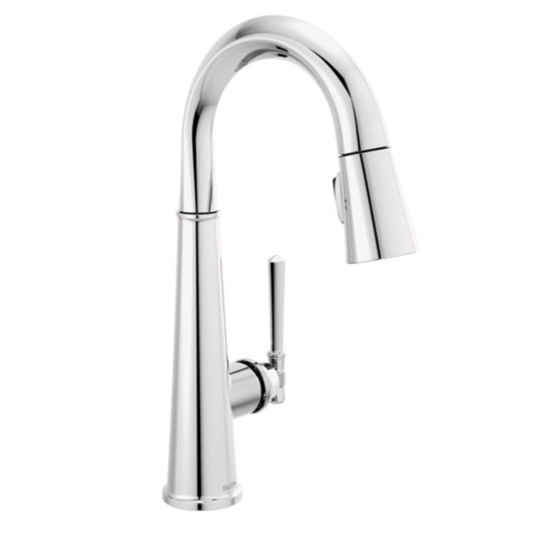 Delta Emmeline Single Handle Pull-Down Bar/Prep Faucet, Lumicoat Chrome - 9982-PR-DST