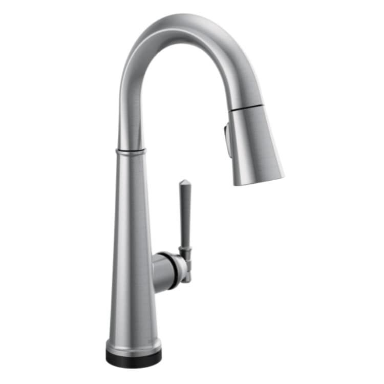 Delta Emmeline Touch2O Single Handle Pull-Down Bar/Prep Faucet, Lumicoat Arctic Stainless - 9982T-AR-PR-DST