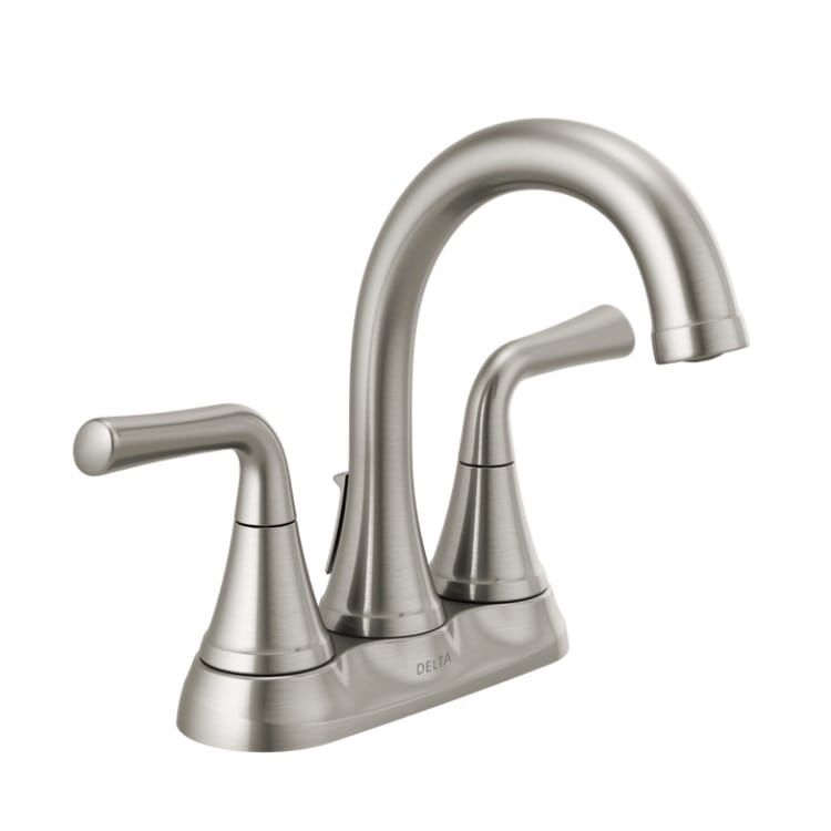 Delta Kayra Two Handle Centerset Bathroom Faucet with 50/50 Pop-Up Drain, Tract-Pack, ADA, 1.0 GPM, Stainless - 2533LF-SSTP
