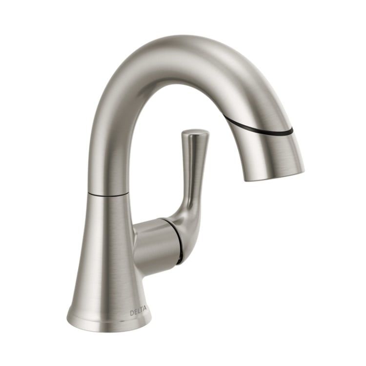 Delta Kayra Single-Handle Pull-Down Bathroom Faucet, Deck Mount, 1.2 GPM, Stainless - 533LF-SSPDMPU