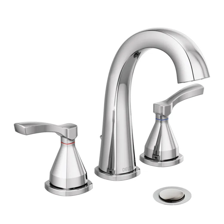 Delta Stryke Widespread Bathroom Faucet With Metal Pop-Up, Two Lever Handles, Diamond Seal, ADA, 1.2 GPM, Chrome - 35775-MPU-DST
