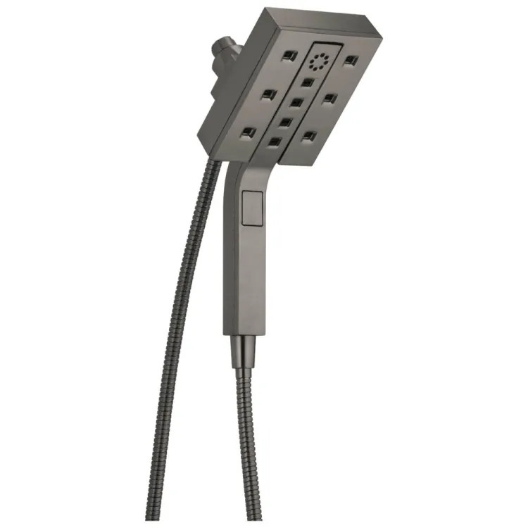 Delta Universal Showering H2Okinetic In2ition 4-Setting 2-in-1 Shower, Square, 1.75 GPM, Black Stainless - 58473-KS