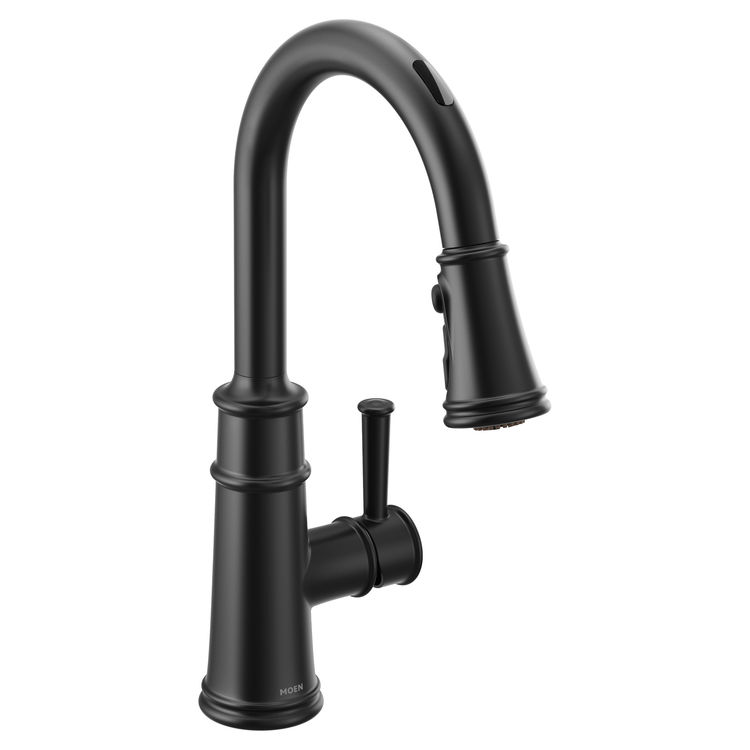 Moen Belfield Smart Single Handle Pull-Down High Arc Kitchen Faucet, Matte Black - 7260EVBL 