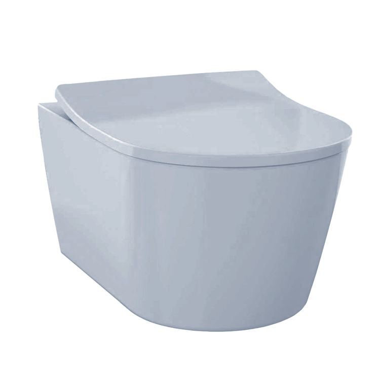 TOTO RP Compact Wall-Hung Toilet with SoftClose Seat, Matte Silver Push Plate,1.28/0.9 GPF, Cotton White - CWT427227CMFG#MS