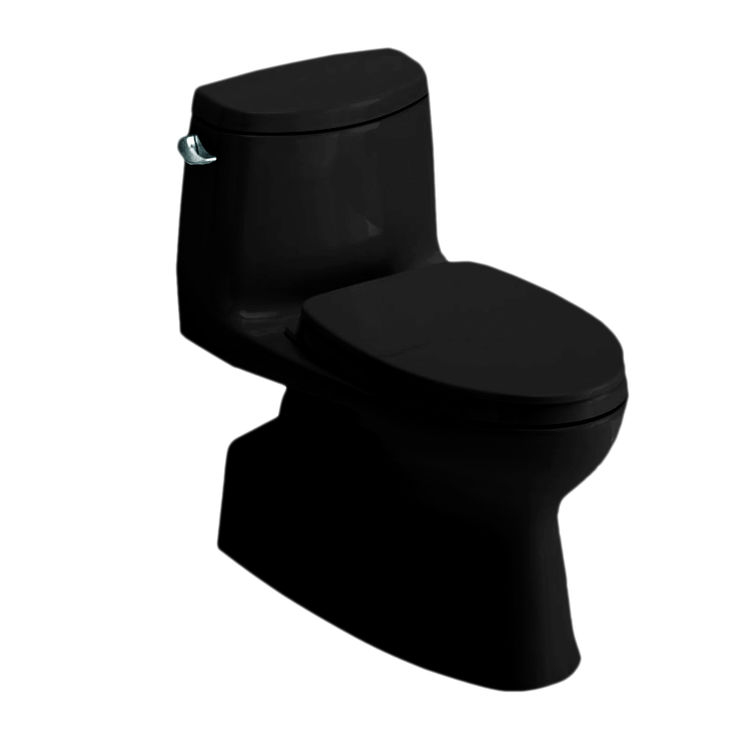 TOTO MS614124CEF#51 Carlyle II One-Piece Elongated 1.28 gpf Universal Height Tornado Flush Toilet - Ebony