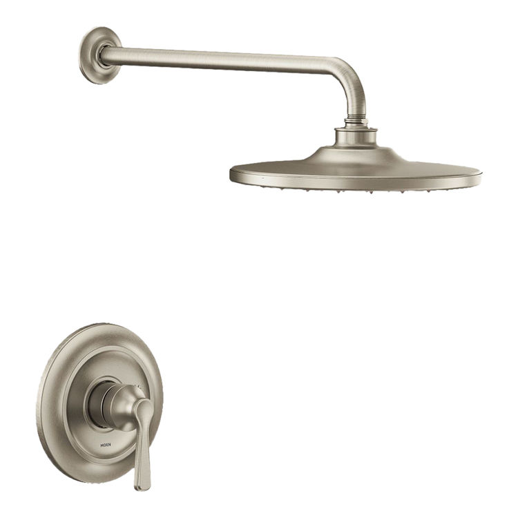Moen Colinet M-Core 2-Series Single-Handle Shower Faucet with 10" Rain Shower, One-Function, 1.75 GPM, Lever Handle, Eco-Performance, Immersion, Brushed Nickel - UTS244202EPBN