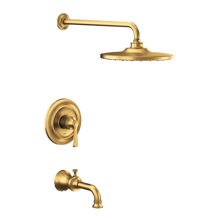 Moen Colinet M-Core 2-Series Tub/Shower Faucet with 1.75 GPM Rainshower, 1-Function, Single Lever Handle, M-PACT, Immersion, Brushed Gold - UTS244203EPBG