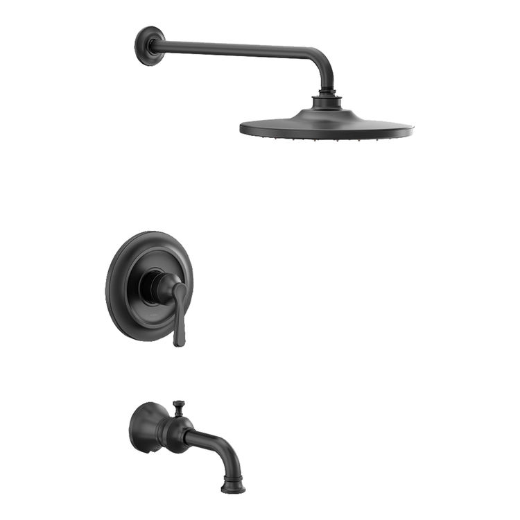 Moen Colinet M-Core 2-Series Tub/Shower Faucet with 1.75 GPM Rainshower, 1-Function, Single Lever Handle, M-PACT, Immersion, Matte Black - UTS244203EPBL