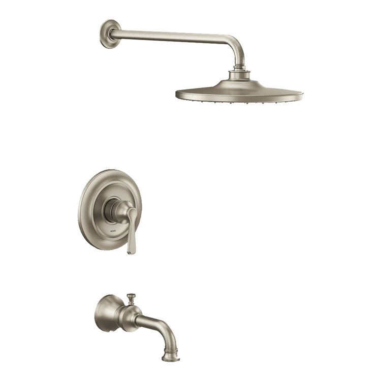 Moen Colinet M-Core 2-Series Tub/Shower Faucet with 1.75 GPM Rainshower, 1-Function, Single Lever Handle, M-PACT, Immersion, Brushed Nickel - UTS244203EPBN