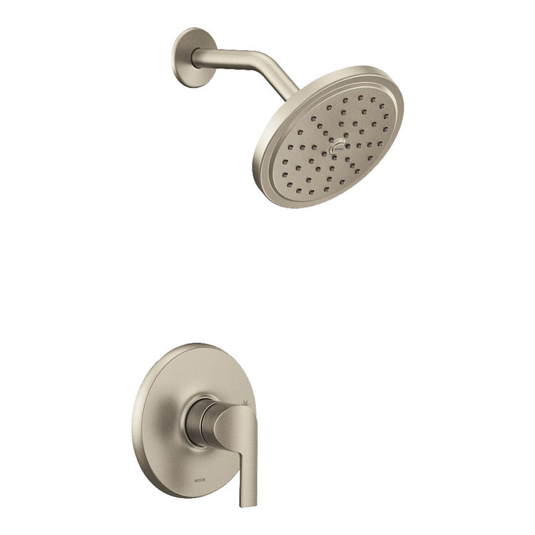 Moen Doux M-Core 2-Series Single-Handle Shower Faucet with 6-3/4" Rainshower, One-Function, 1.75 GPM, Lever Handle, Eco-Performance, Immersion, Brushed Nickel - UTS2202EPBN