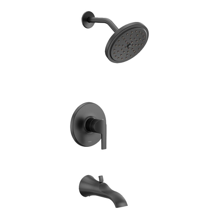 Moen Doux M-Core 2-Series Tub/Shower Faucet 1.75 Rainshower, 1-Function, Single Lever Handle, M-PACT, Immersion, Matte Black - UTS2203EPBL