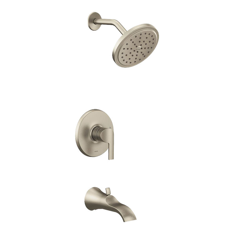 Moen Doux M-Core 2-Series Tub/Shower Faucet 1.75 Rainshower, 1-Function, Single Lever Handle, M-PACT, Immersion, Brushed Nickel - UTS2203EPBN