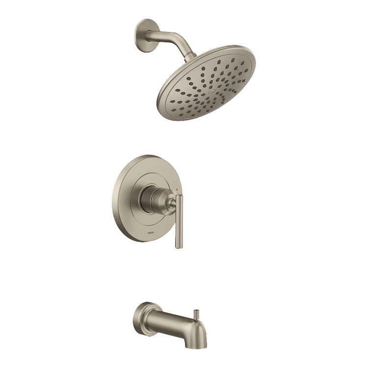 Moen Gibson M-Core 2-Series Tub/Shower Faucet with 1.75 GPM Rainshower, 1-Function, Single Lever Handle, M-PACT, Eco-Performance, Brushed Nickel - UT3003EPBN
