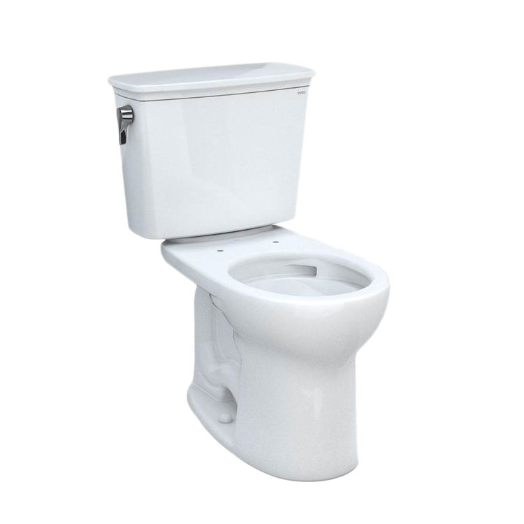 TOTO CST785CEFG#01 Drake 21 Two-Piece Round 1.28 gpf Universal Height Tornado Flush Toilet  with CeFiONtect - Cotton White