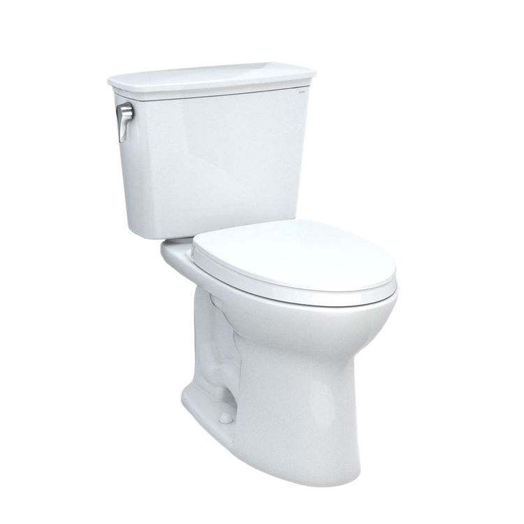 TOTO MS786124CEFG#01 21 Drake Two-Piece Elongated 1.28 gpf Universal Height Tornado Flush Toilet with CeFiONtect - Cotton White
