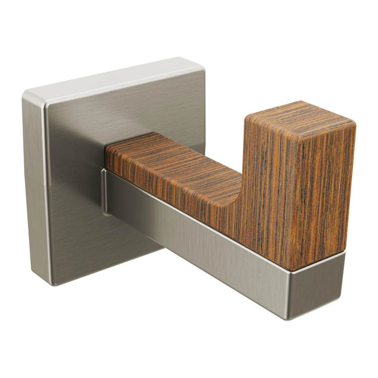 Brizo Luxe Nickel/Teak Robe Hook, Frank Lloyd Wright Collection - 693422-NKTK