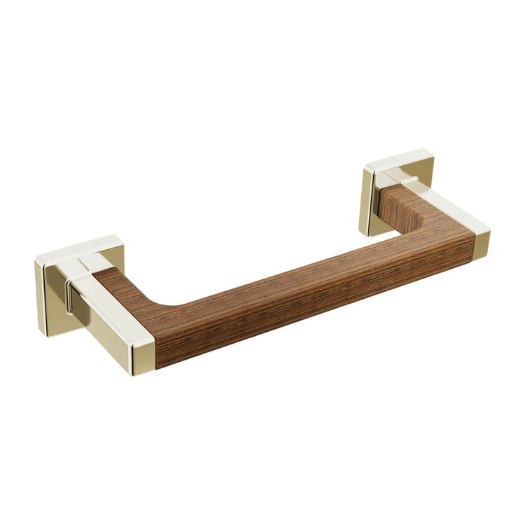 Brizo Frank Lloyd Wright Drawer Pull Collection, Brilliance Polished Nickel/Teak - 699122-PNTK