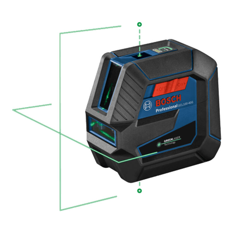 Bosch Self-Leveling Green-Beam Cross-Line Laser with Plumb Points - GCL 100-40G 