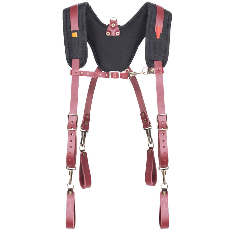 Custom LeatherCraft Adjustable Padded Yoke Leather Suspenders - 21522 