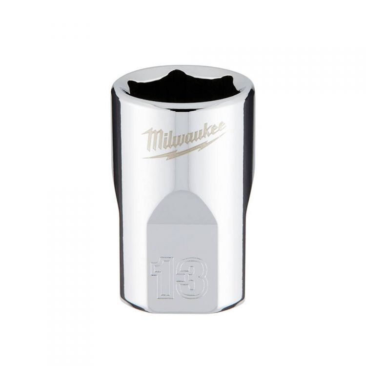 Milwaukee 3/8-Inch Chrome Drive Metric Socket With Four Flat Sides, 13mm, Chrome Vanadium Steel - 45-34-9083