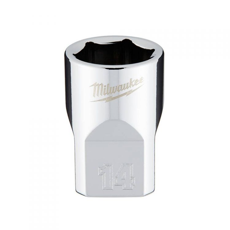 Milwaukee 3/8-Inch Chrome Drive Metric Socket With Four Flat Sides, 14mm, Chrome Vanadium Steel - 45-34-9084