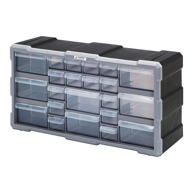 Quantum Plastic Storage Cabinet with 22 Drawers - PDC-22BK