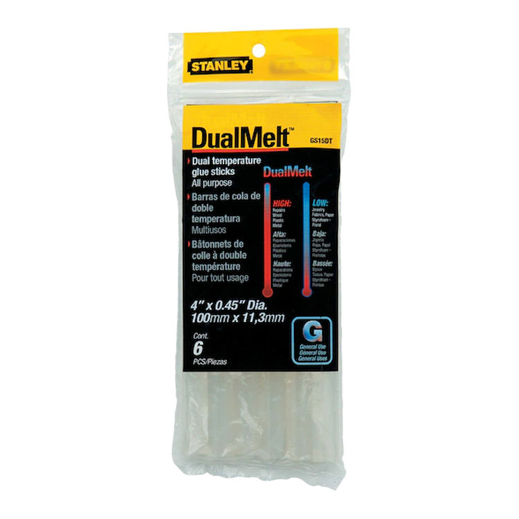 STANLEY 7/16in x 4in Dual Temperature Glue Sticks, 6pk - GS15DT