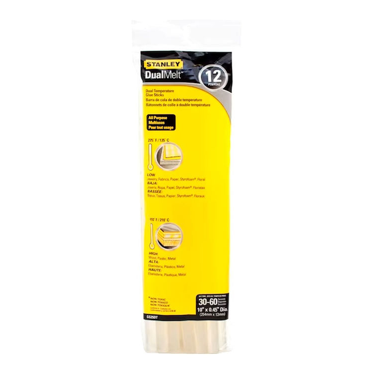 STANLEY 12-Packs, 10-Inch, Dual-Melt Standard Glue Sticks - GS25DT 