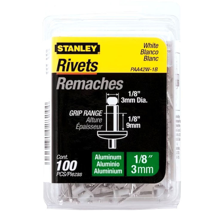 STANLEY 1/8" x 1/8" 100-Pack White Aluminum Rivet - PAA42W-1B