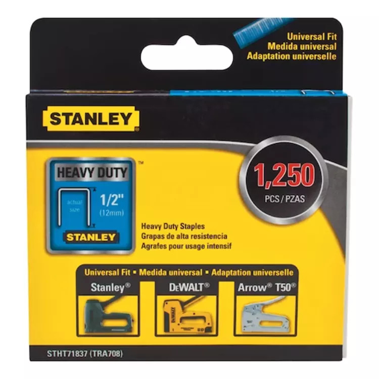 STANLEY 1,250-piece 1/2in Heavy Duty Crown Staples - STHT71837