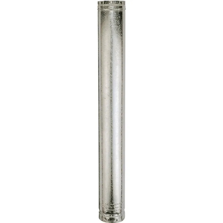 American Metal Double-Wall Gas Vent Pipe, 5-1/2" ID, 5" OD, 24" L, 5" W, Galvanized Steel - 5E24