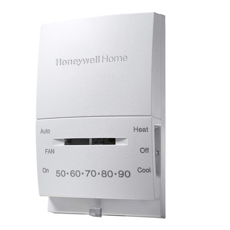 Honeywell 24 VAC 4-Wire Setup Heating and Cooling Manually Operated Thermostat, White - CT51N