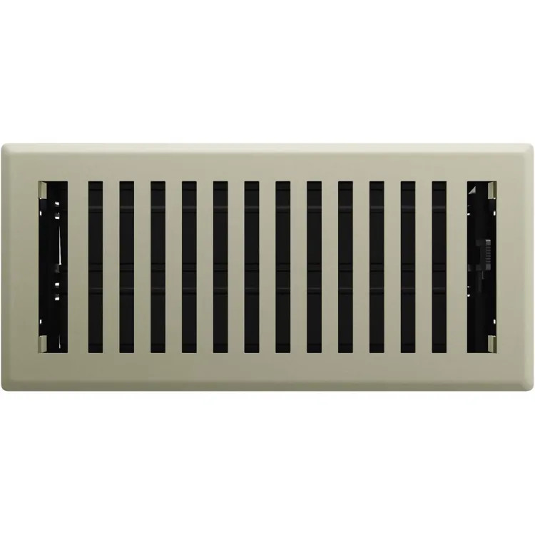 Imperial 4"x10" Satin Nickel Steel Floor Register, Montezuma Design, High-Impact Polystyrene Damper - RG3429