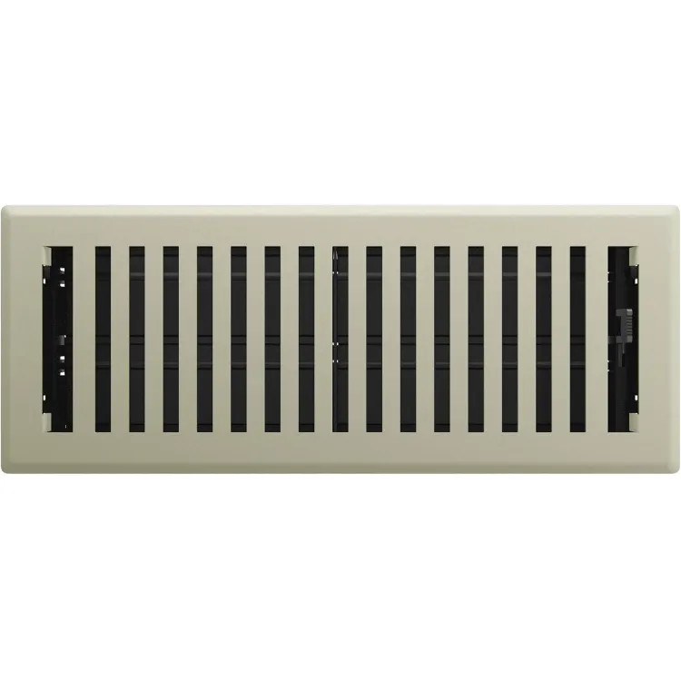 Imperial 4"x12" Satin Nickel Steel Floor Register, Montezuma Design, High-Impact Polystyrene Damper - RG3430